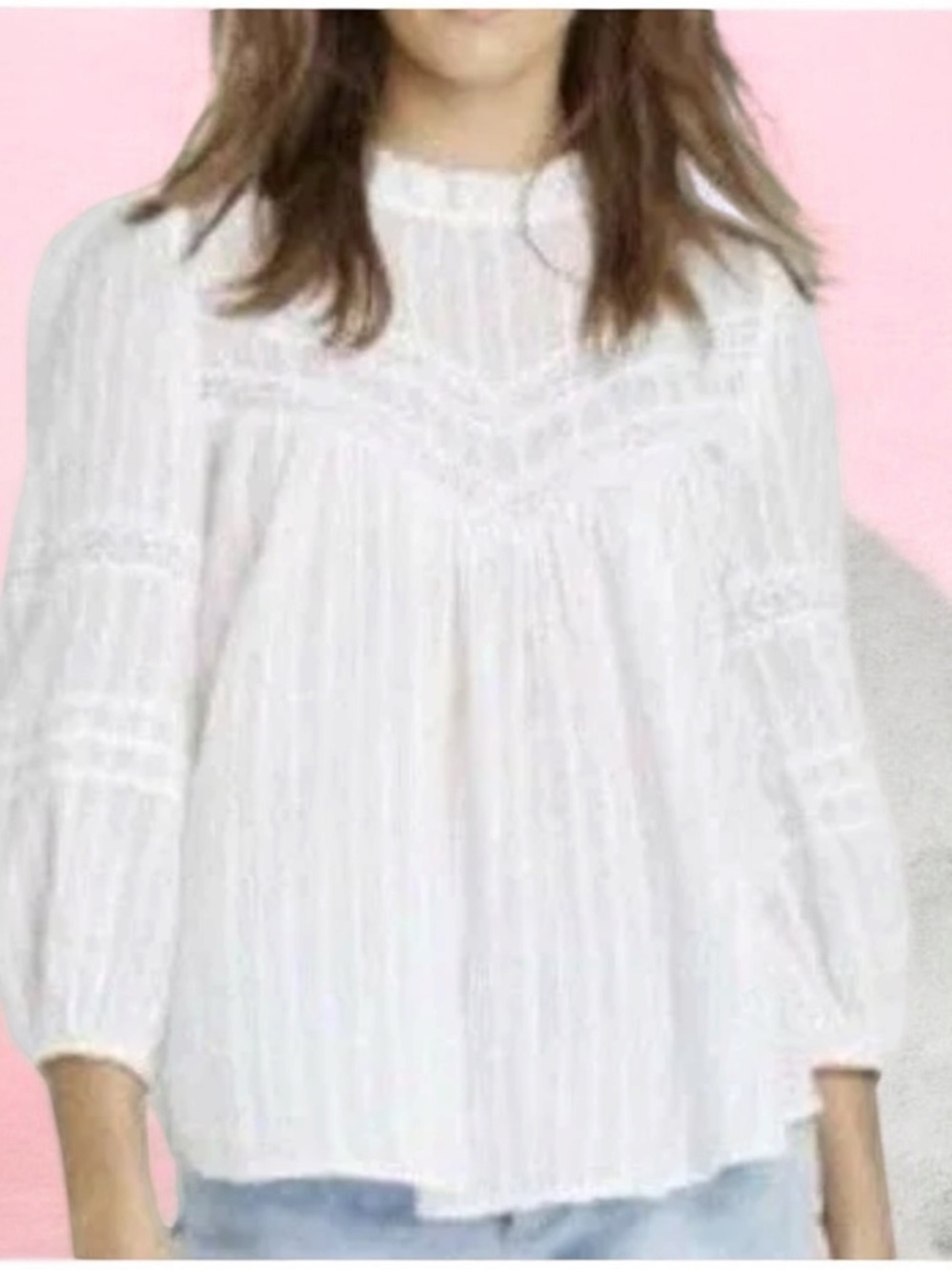 Universal Thread White Lace-Trim Peasant Blouse